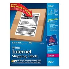 200 Mailing Internet Shipping Labels 5 12 X 8 12 White 200 Count Laser 5126