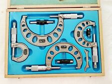 Nsk Micrometer Set 0 4 Carbide Tips 001 With Standards Thumb Lock Ratchet Stop