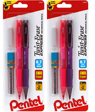 4 Pentel Twist Erase Express Mechanical Lead Pencils 07mm Random Color Barrels