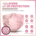 Pinkplaid50pcs3plylayer Disposable Face Mask Dust Filter Safety Protection