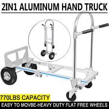 Convertible Heavy Duty Hand Truck 2 In 1 Dolly Aluminum 4 Wheel Cart 770 Lbs