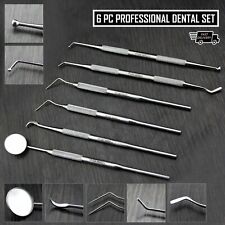 6 Pcs Stainless Steel Dental Tools Set Dental Mirror Scaler Probe Dentist Kit
