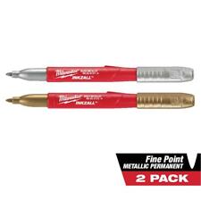 Milwaukee Inkzall Silver Gold Jobsite Permanent Marker Fine Point Markers 2 Pack
