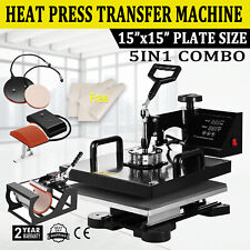 5 In 1 Heat Press Machine 15x15 Swing Away Printing Sublimation Tshirt Mug Hat