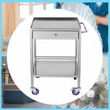 Medical Trolley Mobile Rolling Cart 1 Drawer Stainless Steel Dental Lab Castors