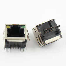 50pcs Rj45 8p8c 8 Pin Shielded Pcb Mount Network Socket Connector With Led