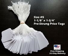 Size 5 Small Blank White Merchandise Price Tags With String Retail Jewelry Strung