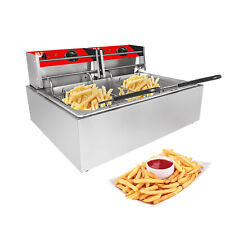 Double Deep Fryer 2 Basket Fryer For Commercial Use Stainless Steel 12l