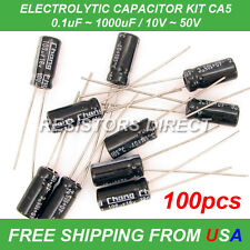 100pcs 10 Value Electrolytic Capacitor Kit Assortment 011000uf 1050v Ca5