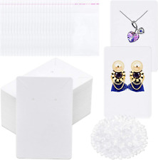 400 Pcs White Earring Cards Packaging Supplies Kit Earring Display Holder Cards