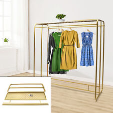 Nordic Golden Double Rod Hangrail Garment Floor Display Rack Clothes Stand Shelf