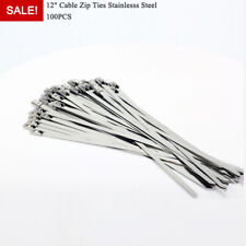 12 304 Stainless Steel Exhaust Wrap Coated Metal Locking Cable Zip Ties 100pcs