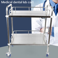 Stainless Steel Medical Trolley Cart Two Layer Portable Dental Lab Trolley Salon
