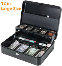 12 Large Cash Box With Money Tray Lock Metal Tiered Money Box For Cashier Drawer