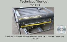 John Deere 250g 440g 550ge G2500k G4400k G5500k G5500ke Generator Manual Tm1791