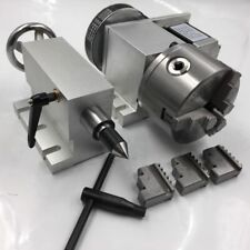 Cnc Rotary 4th A Axis 61 Hollow Shaft Nema23 Motor 3 Jaw 100mm Chuck Tailstock