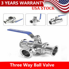 3 Way 2 Inch Ball Valve Sus304 Clamp Connection Valve With Blue Locking Handle