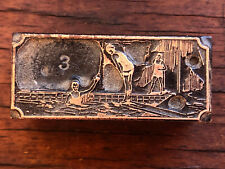 Antique Letterpress Copper Printing Block 1930s Swimmers At Swimming Pool Side
