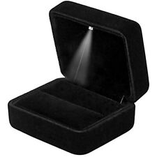 Velvet Ring Box With Led Light Jewelry Display Gift For Proposal Engagement