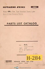 Hitachi Seiki 4aii Ram Type Universal Turret Lathe Parts List Manual 1970