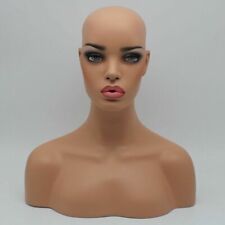 Realistic Fiberglass Beach Skin Female Mannequin Head Bust For Wigs