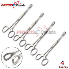 4pcs Sponge Forceps 7 Straight Slotted Jaws Surgical Body Piercing Tools