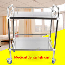 2 Layers Lab Serving Cart Stainless Steel Hospital Trolley For Equipment Storage