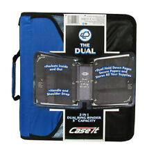 Case It Dual Ring Zipper Binder With Exterior Pocket Blue
