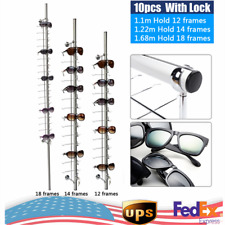 10pcs Sunglasses Glasses Display Rod Eyeglass Frame Stand Wall Mounted With Lock