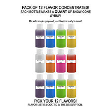 Shaved Ice Sno Cone Flavor Syrup Mix Concentrate Snow Kone Mix 12 Pack 1oz