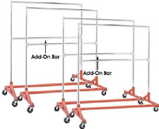 Commercial Grade Double Bar Rolling Z Rack With Nesting Orange Base Set Of 4