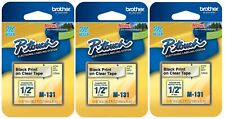Brother Genuine P Touch M 131 Tape 12 P Touch Tape Black On Clear 3 Pack