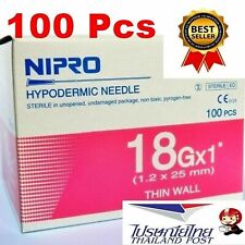 Nipro Hypodermic 18g X 1 Thin Wall Box Of 100 Size 12 X 25 Mm New