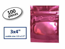 100 3x4 Small Glossy Pink Double Sided Mylar Foil Ziplock Storage Bags