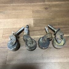 Lot Of 4 Vintage Small Caster Wheels 1 Metal 3 Wooden Wheels Casters Antique