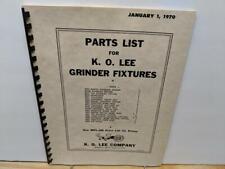 Ko Lee Surface Grinder Fixtures Parts List Manual