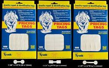 1000 Rhino Tyvek White Adhesive Dumbbell Jewelry Labeling Price Tags 3 Styles