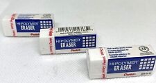 3 Small Pentel Hi Polymer White Erasers Non Abrasive Latex Free Sealed New