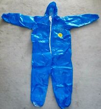 Dupont Tychem Cpf1 Blue Coverall Protective Suit Attached Hood Size Xl