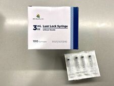 Mn Health Sterile Luer Lock Syringe Without Needle 3cc 100pk