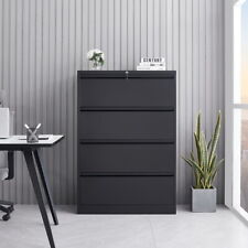 Lateral File Cabinet With 4 Drawers Metal Storage Filing Cabinet Lockable Black