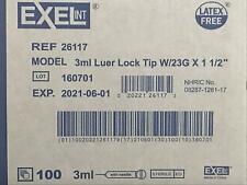 Brand New Exel Luer Lock 3ml3cc 23g X 15 In 1 Box Of 100 26117 Exp 2023
