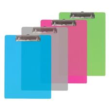 4pk 6x9 Inches Memo Size Transparent Assorted Color Plastic Clipboard With Low