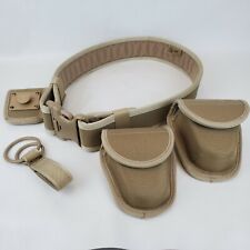 Galls Nylon Beige Duty Military Police Tactical Waist Belt Small With Cuff Pouches