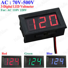 Mini Ac 70 500v 3 Digital Led Voltmeter Panel Display Voltage Meter With 2 Wires