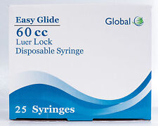 25 Easy Glide 60cc 60ml Luer Lock Disposable Syringes No Needle Sterile