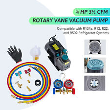 Omt 35 Cfm Hvac Vacuum Pump Kit And Ac Manifold Gauge Set For 134a 22 12 Amp 502