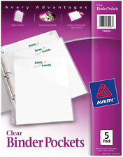 Avery Binder Pockets Clear 85 X 11 Acid Free Durable 5 Slash Jackets