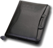 Travigo 3 Ring Business Leather Portfolio Retractable Handles Solar Black