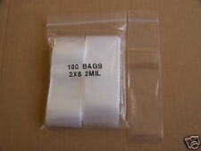 Plastic Bag 2x8 Long Zip Lock Clear Small Bags Poly 100